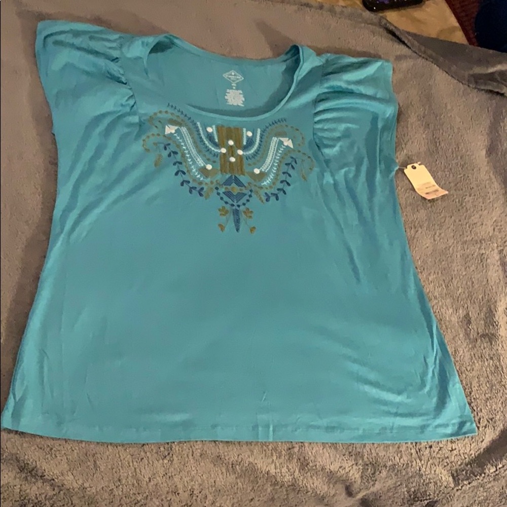 St Johns Bay Embroidered Top NWT Size 1X